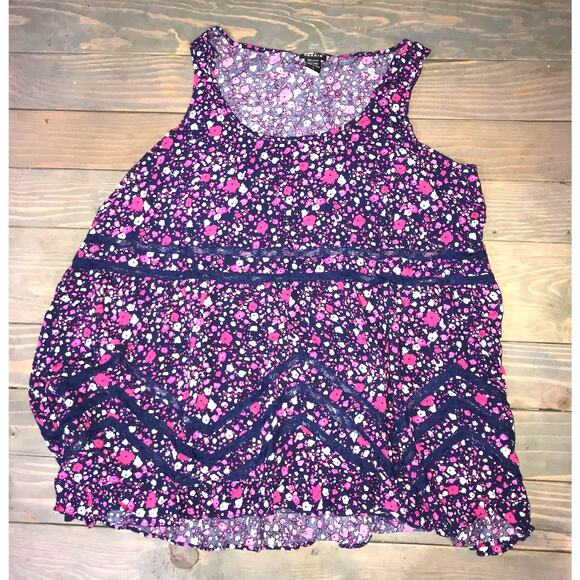 Torrid dressy pink floral flowy tank top women's plus size 1  14/16 1x - Picture 1 of 6